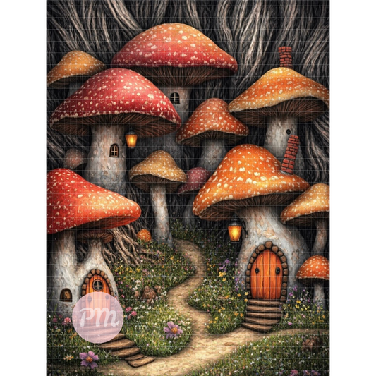 Tiny Mushroom Village: Paint-by-Number Collection (24/36/48 colors | No Frame)