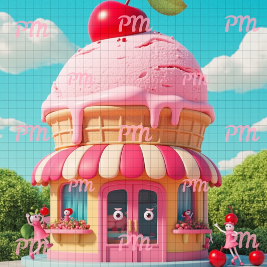 Strawberry Ice Cream Shop: Diamond Painting Collection