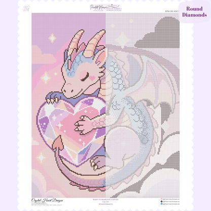 Crystal Heart Dragon Hand-Rendered Diamond Painting