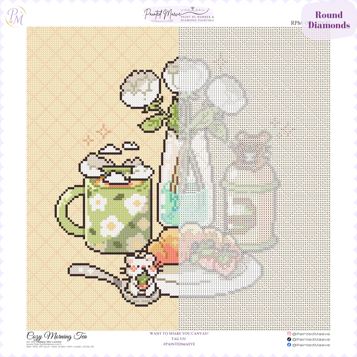 Cozy Morning Tea Hand-Rendered Diamond Painting