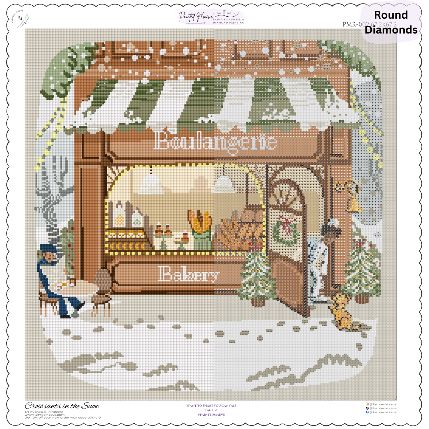 Croissants in the Snow: Hand-Rendered Diamond Painting