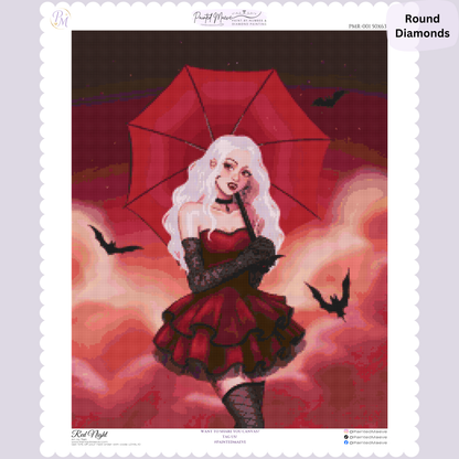 Red Night: Hybrid-Render Diamond Painting