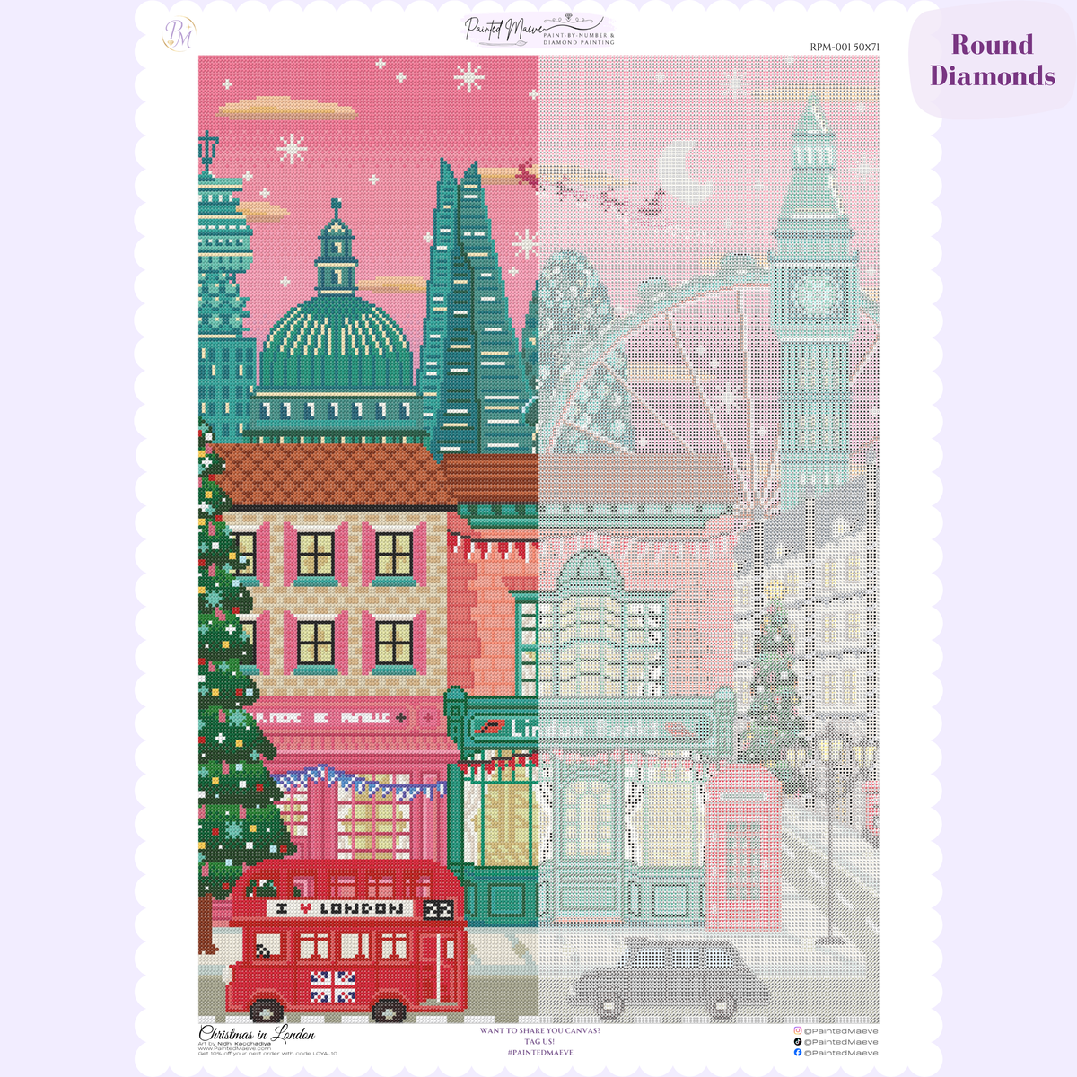 Christmas in London Hand-Rendered Diamond Painting