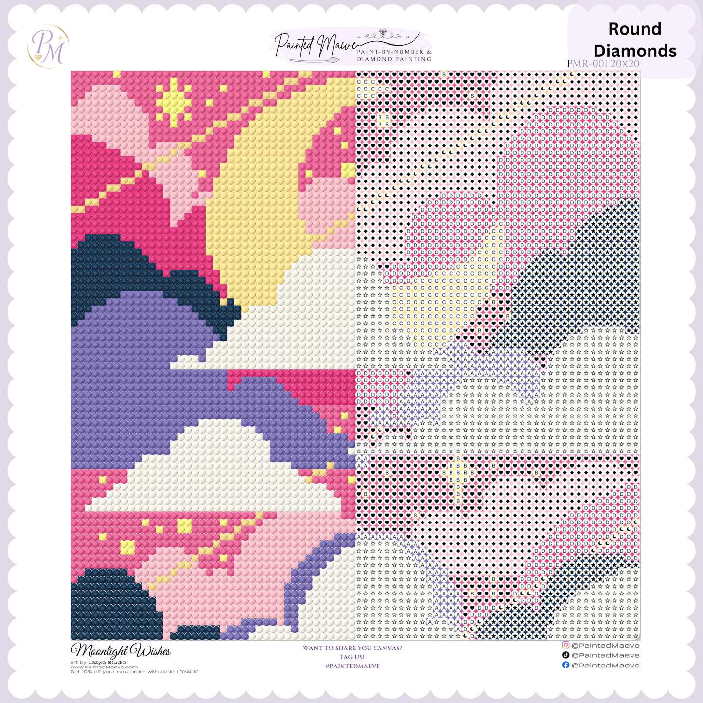 Moonlight Wishes: MINI Hand-Rendered Diamond Painting