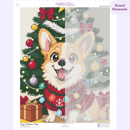 Cozy Christmas Corgi Hand-Rendered Diamond Painting