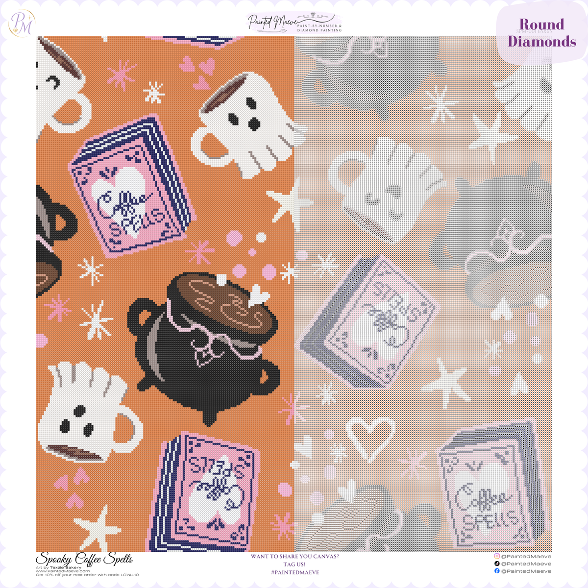 Spooky Coffee Spells Hand-Rendered Diamond Painting