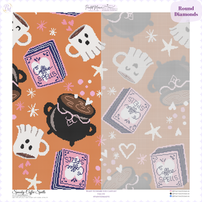 Spooky Coffee Spells Hand-Rendered Diamond Painting