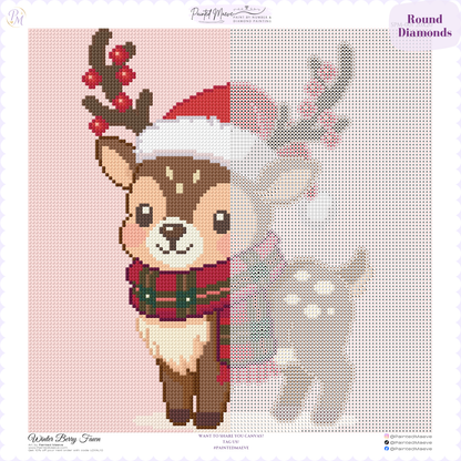 Winter Berry Fawn Hand-Rendered Diamond Painting