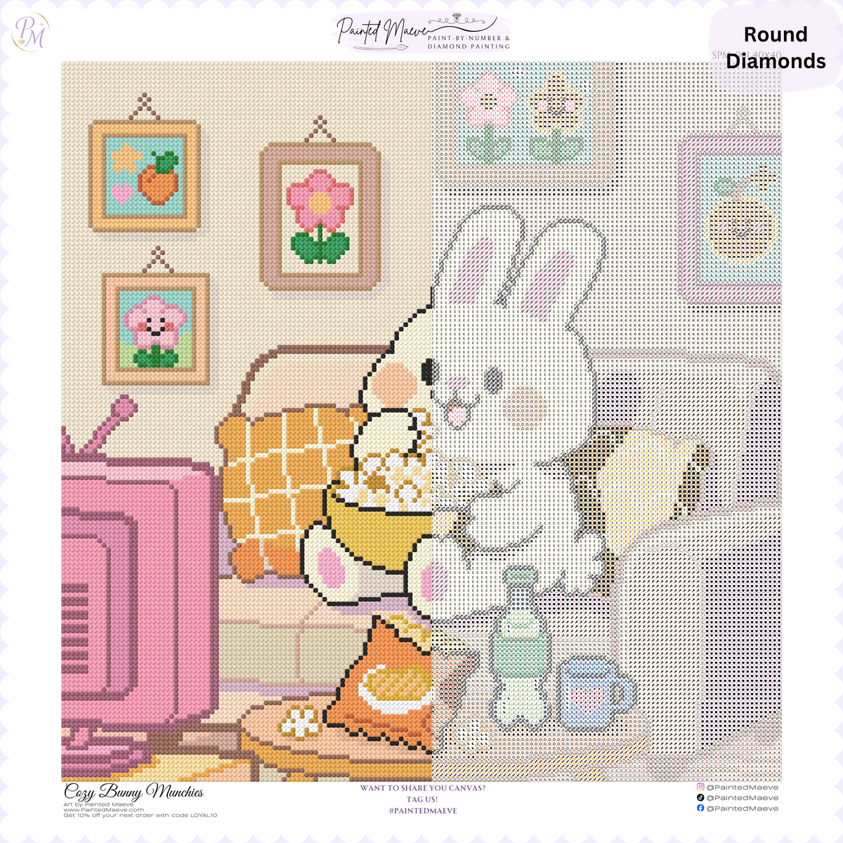 Cozy Bunny Munchies Hand-Rendered Diamond Painting