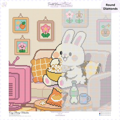 Cozy Bunny Munchies Hand-Rendered Diamond Painting