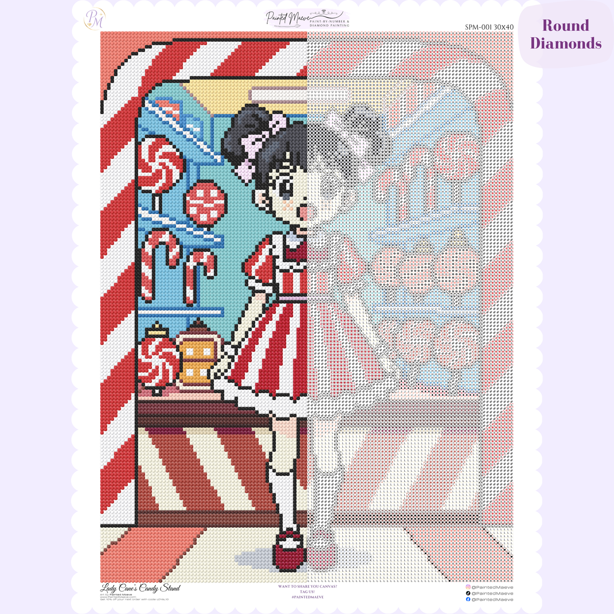 Lady Cane's Candy Stand Hand-Rendered Diamond Painting