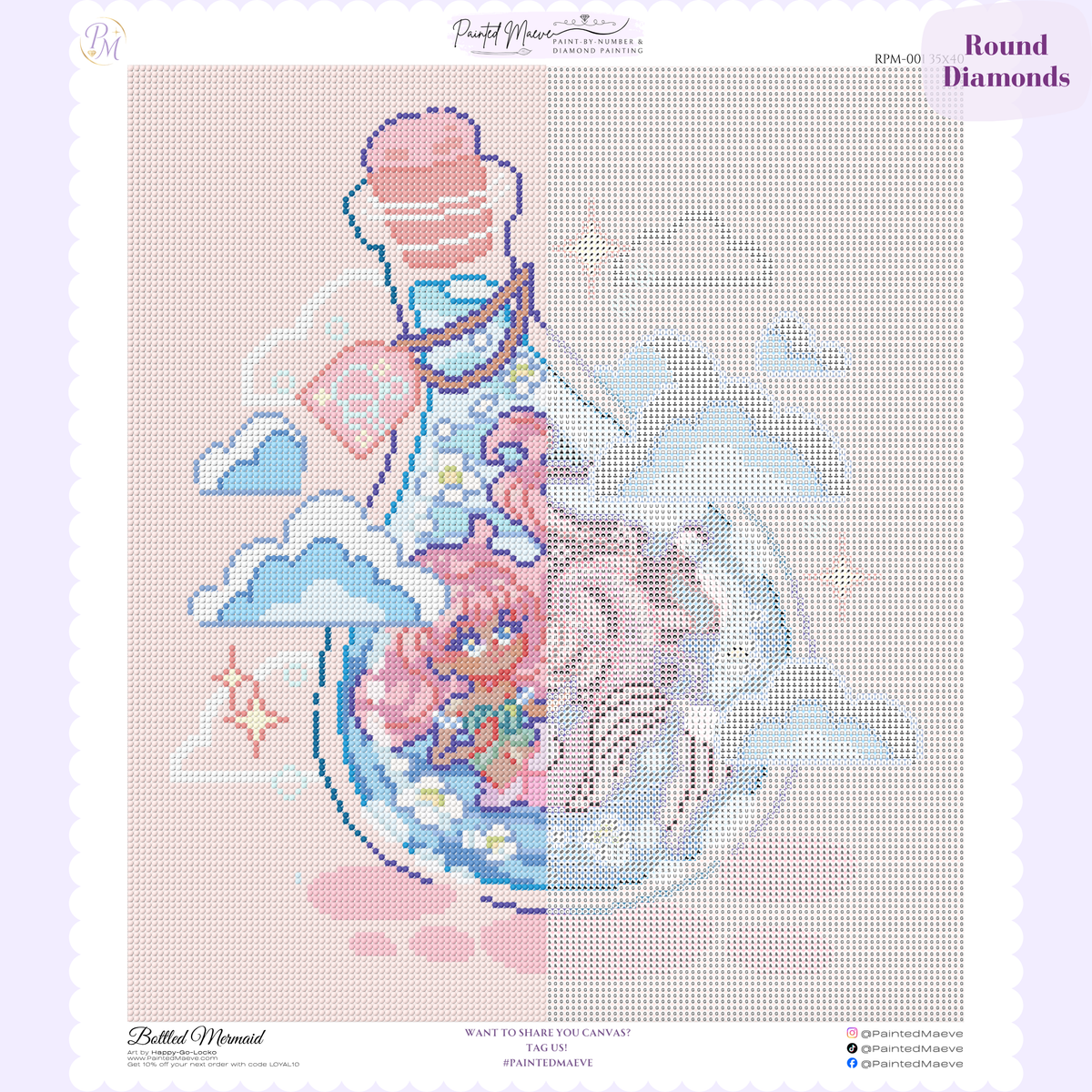 Bottled Mermaid Hand-Rendered Diamond Painting