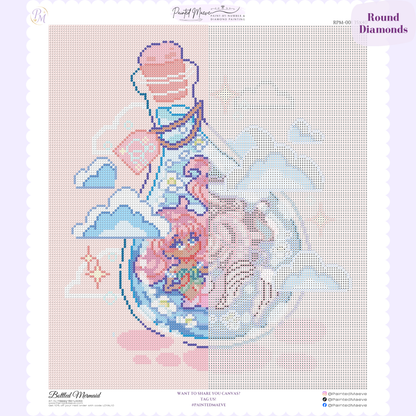 Bottled Mermaid Hand-Rendered Diamond Painting