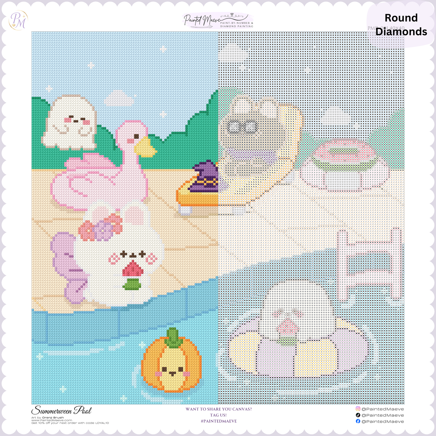 Summerween Pool: Hand-Rendered Diamond Painting