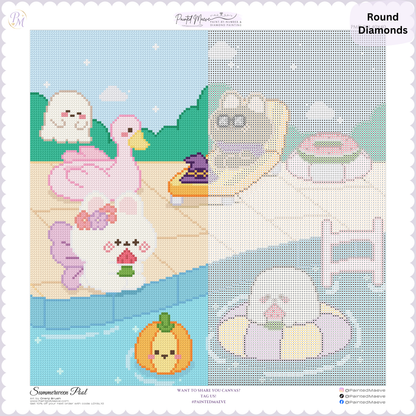Summerween Pool: Hand-Rendered Diamond Painting
