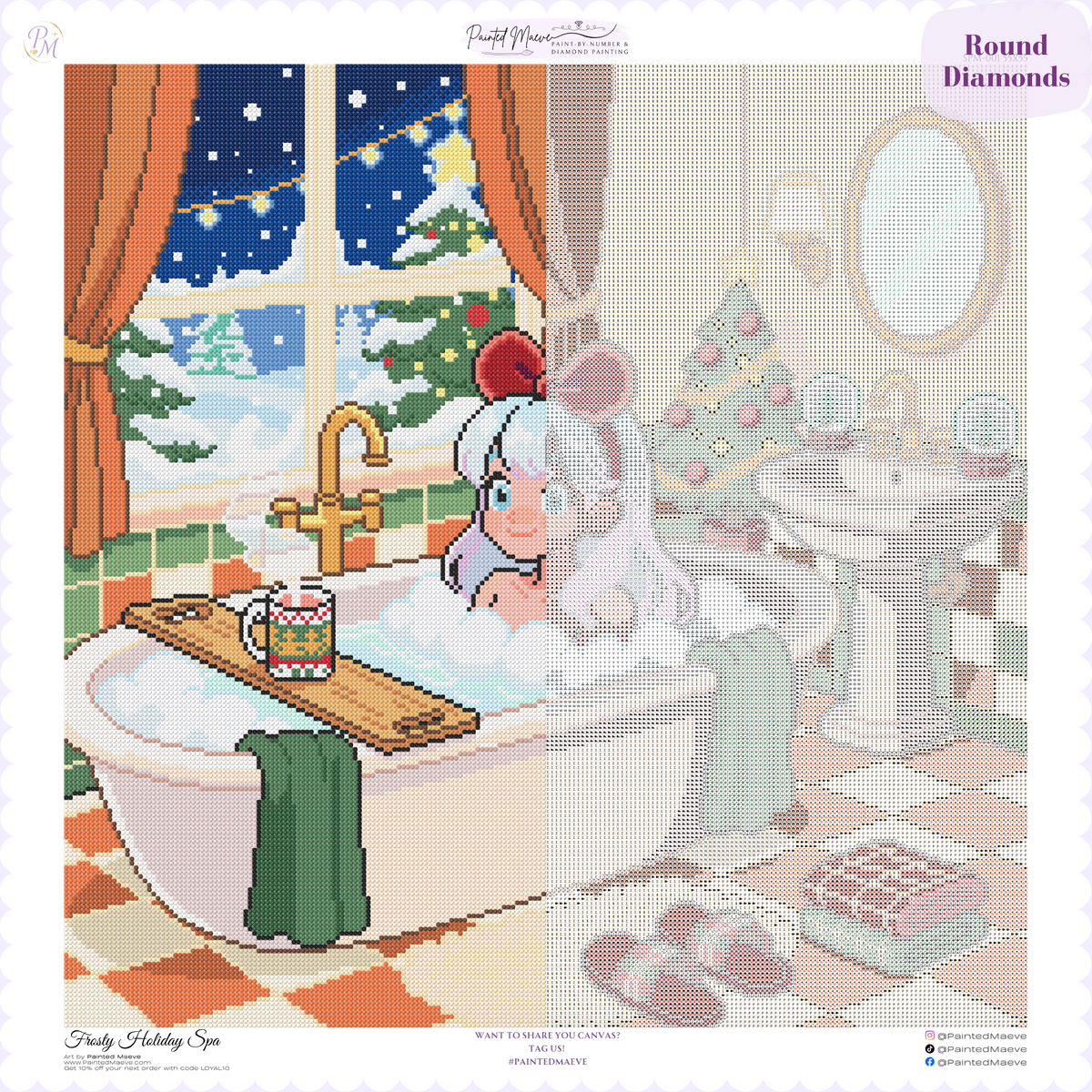 Frosty Holiday Spa Hand-Rendered Diamond Painting
