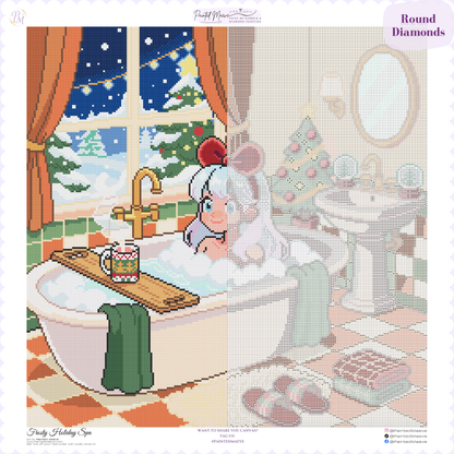 Frosty Holiday Spa Hand-Rendered Diamond Painting