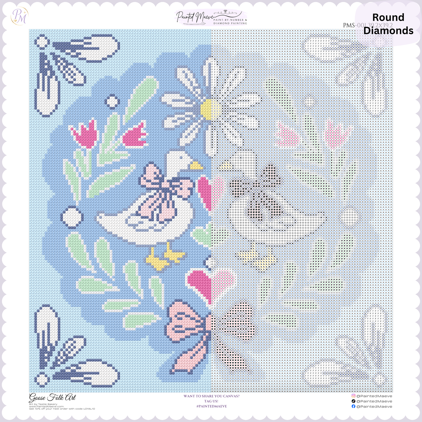 Goose Folk Art: Hand-Rendered Diamond Painting