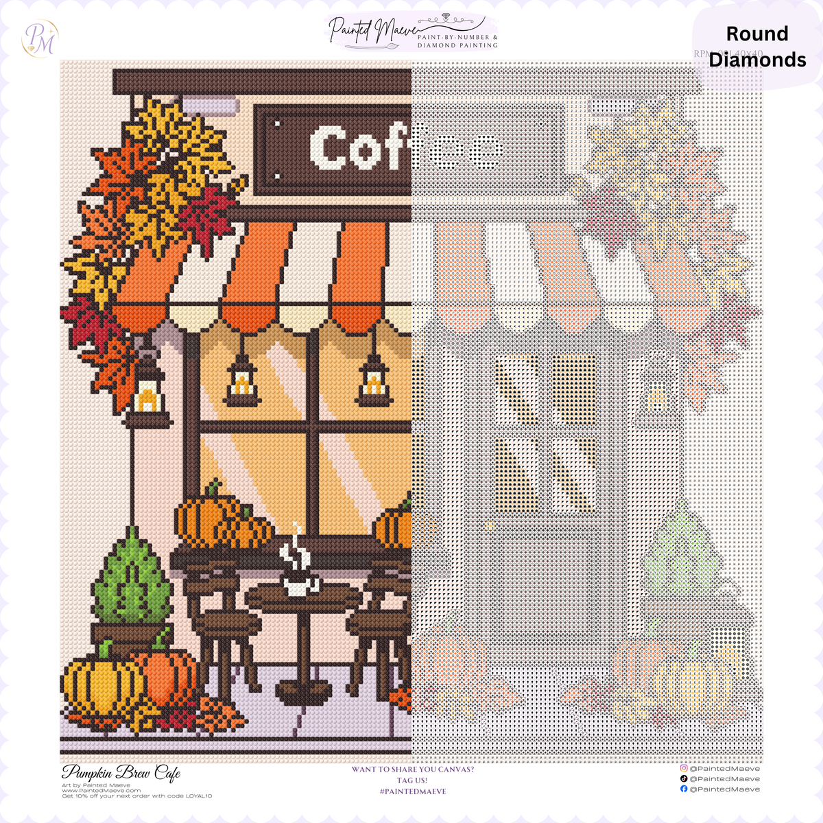 Pumpkin Brew Cafe Hand-Rendered Diamond Painting Collection