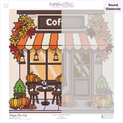 Pumpkin Brew Cafe Hand-Rendered Diamond Painting Collection