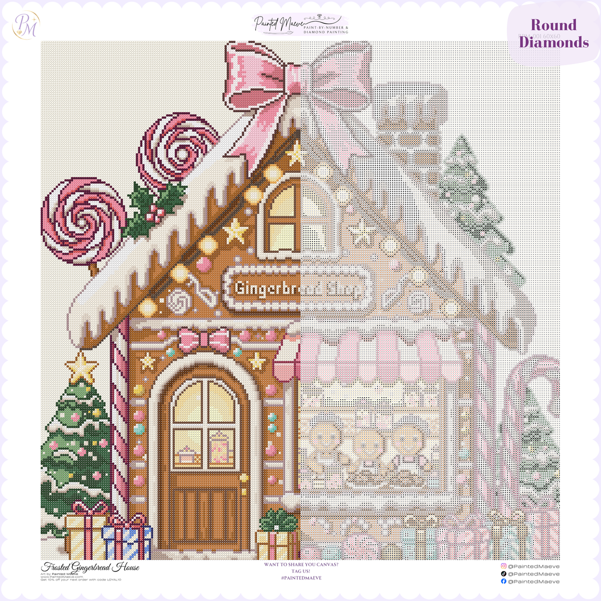 Frosted Gingerbread Shop Hand-Rendered Diamond Painting