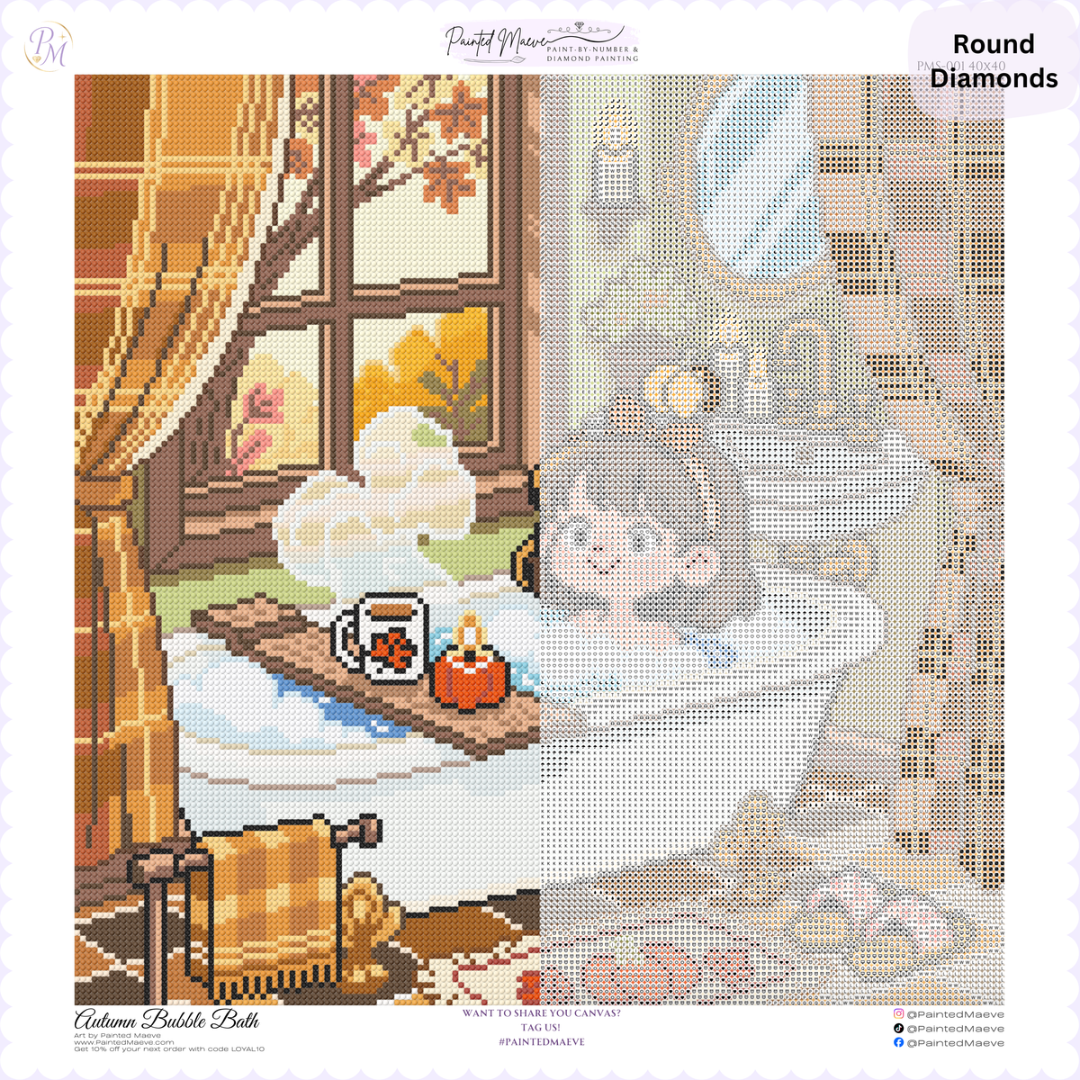 Autumn Bubble Bath Hand-Rendered Diamond Painting