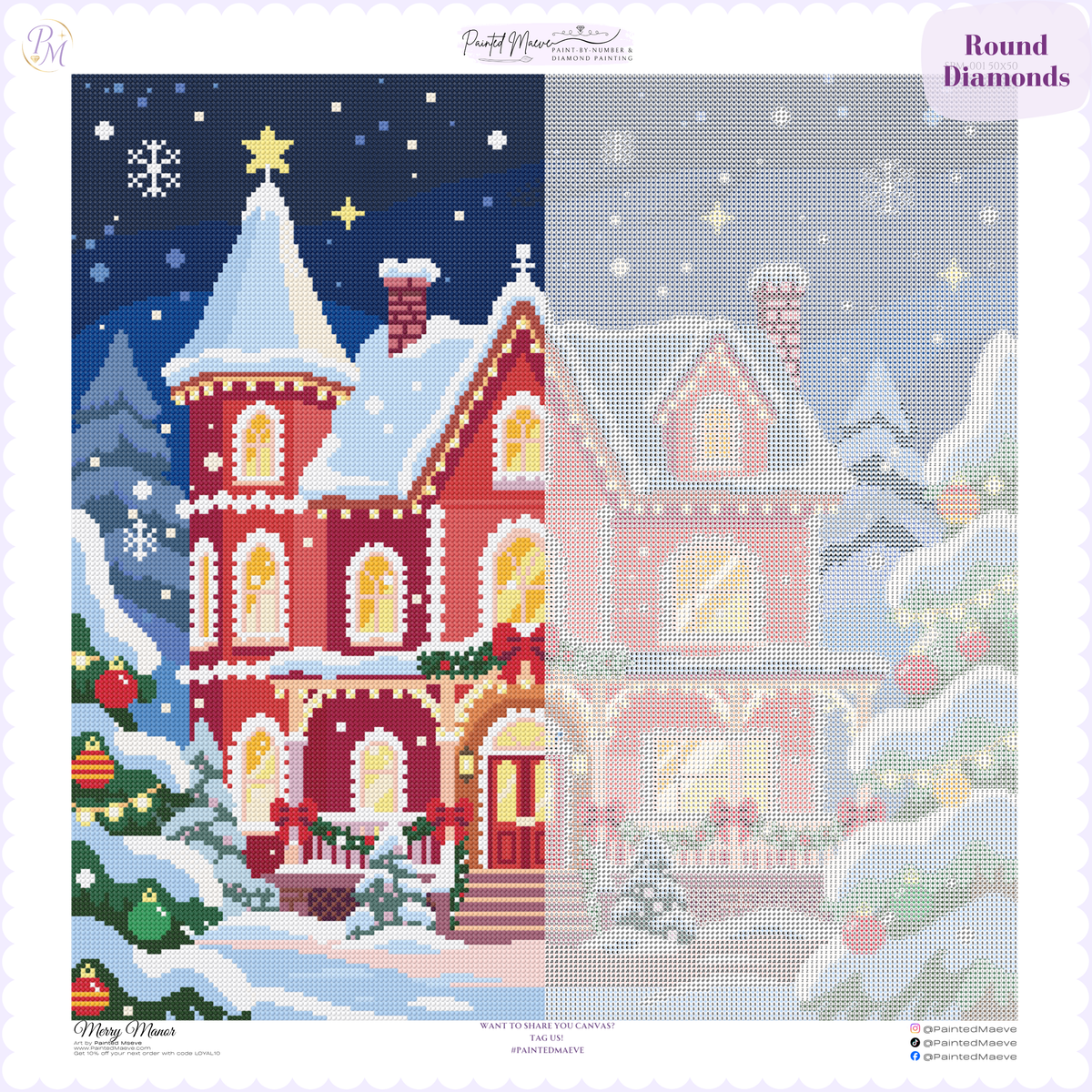 Merry Manor Hand-Rendered Diamond Painting