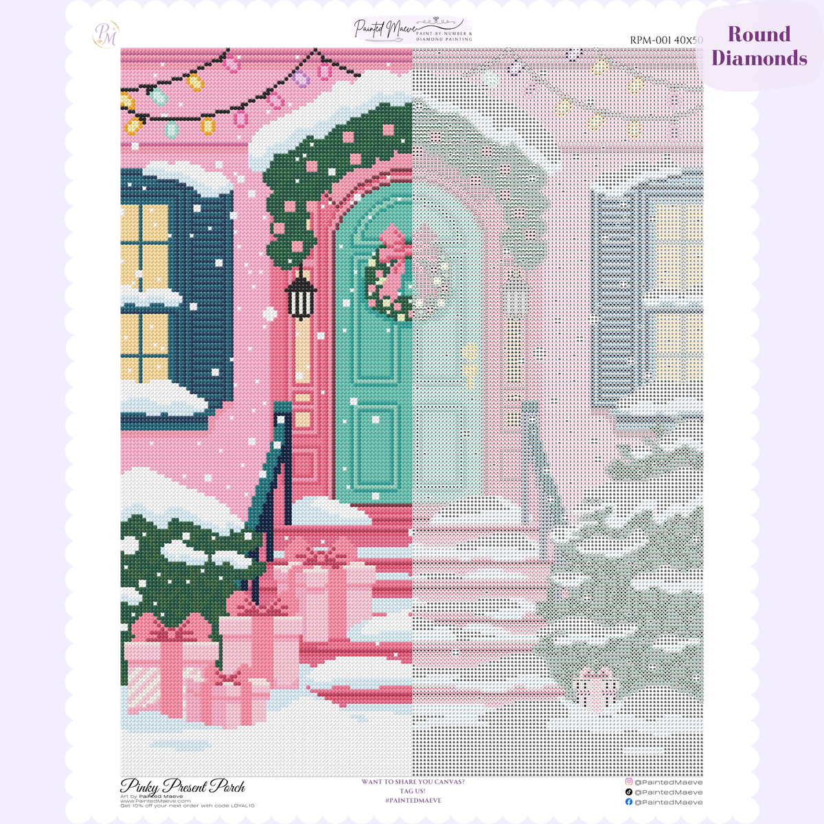 Pinky Present Porch Hand-Rendered Diamond Painting