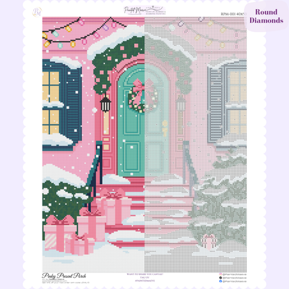 Pinky Present Porch Hand-Rendered Diamond Painting