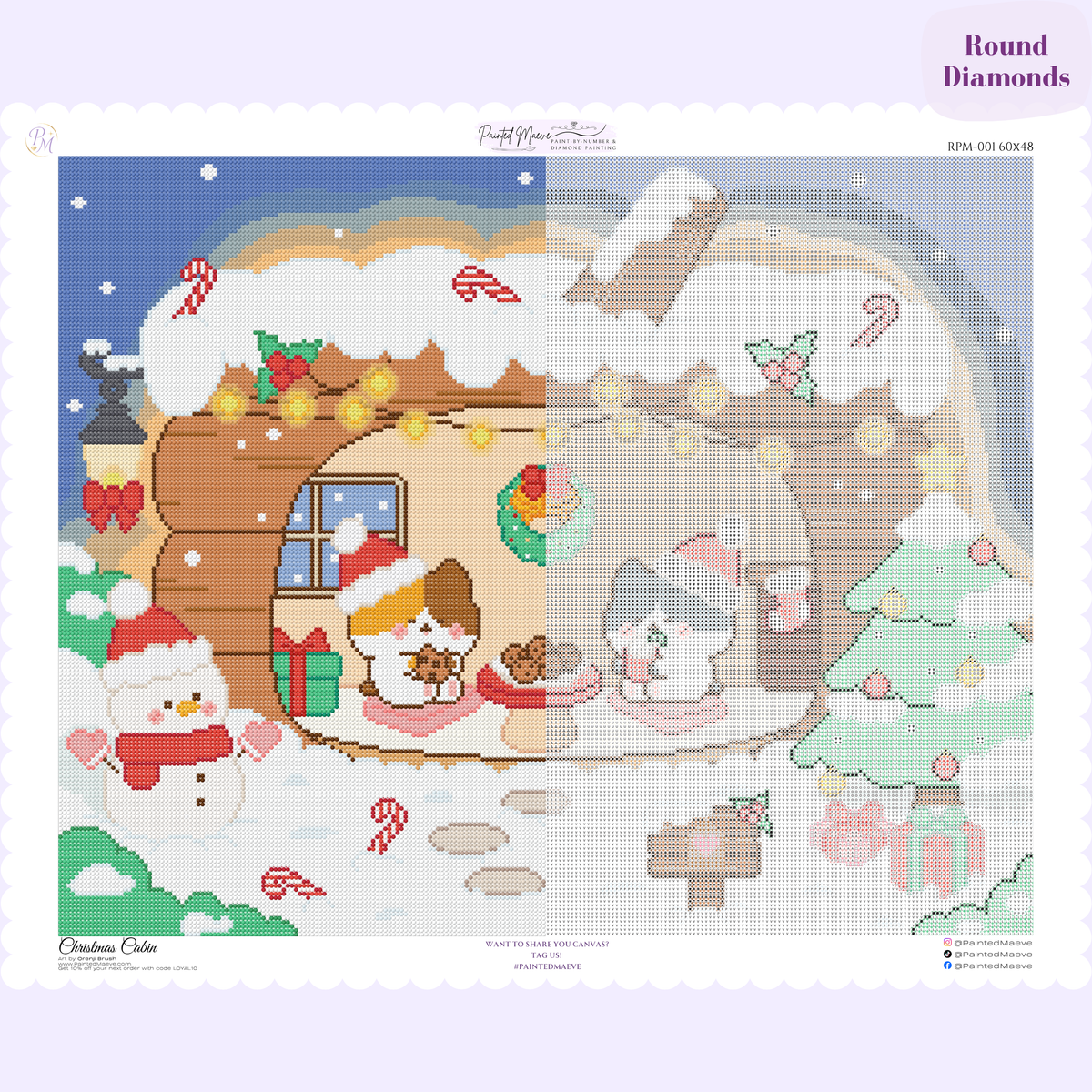 Christmas Cabin Hand-Rendered Diamond Painting