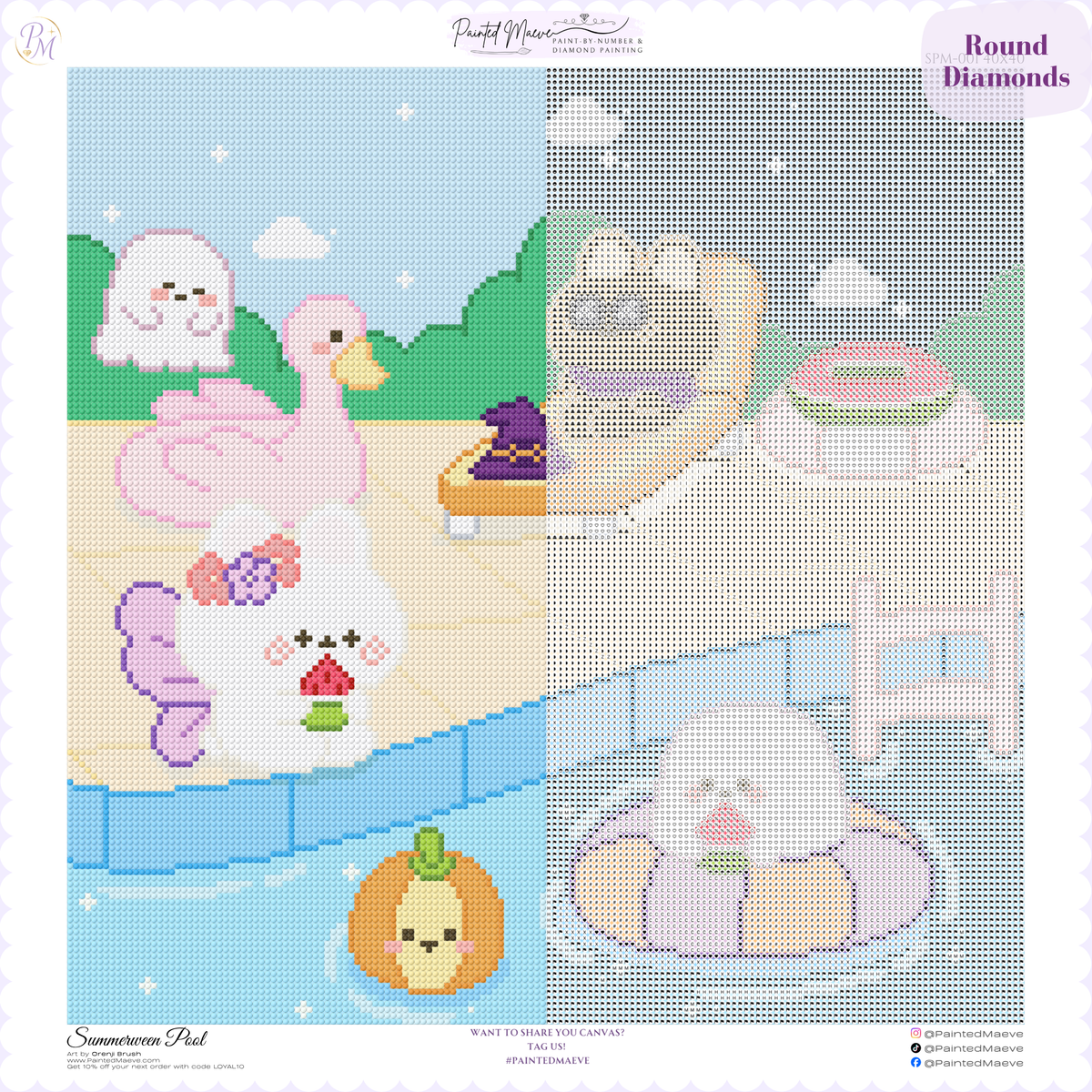 Summerween Pool Hand-Rendered Diamond Painting