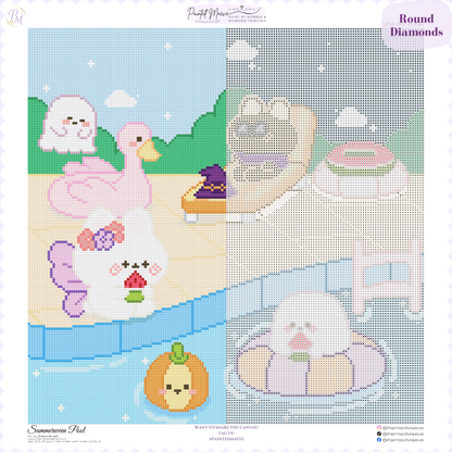 Summerween Pool Hand-Rendered Diamond Painting