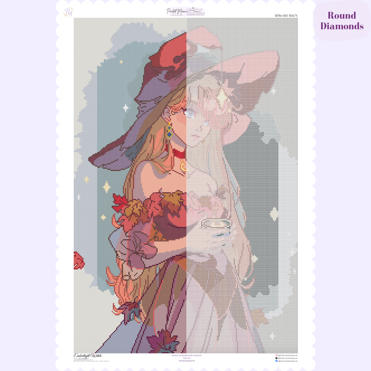 Emberlight Witch Hand-Rendered Diamond Painting
