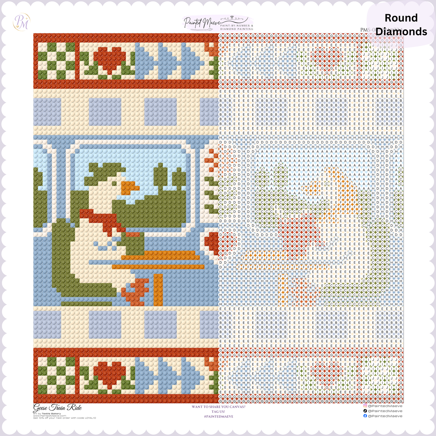 Geese Train Ride: Hand-Rendered Diamond Painting