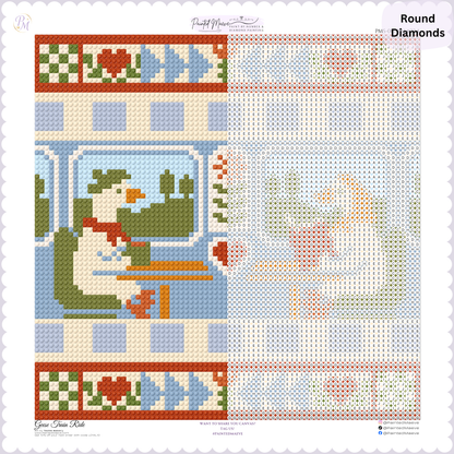 Geese Train Ride: Hand-Rendered Diamond Painting