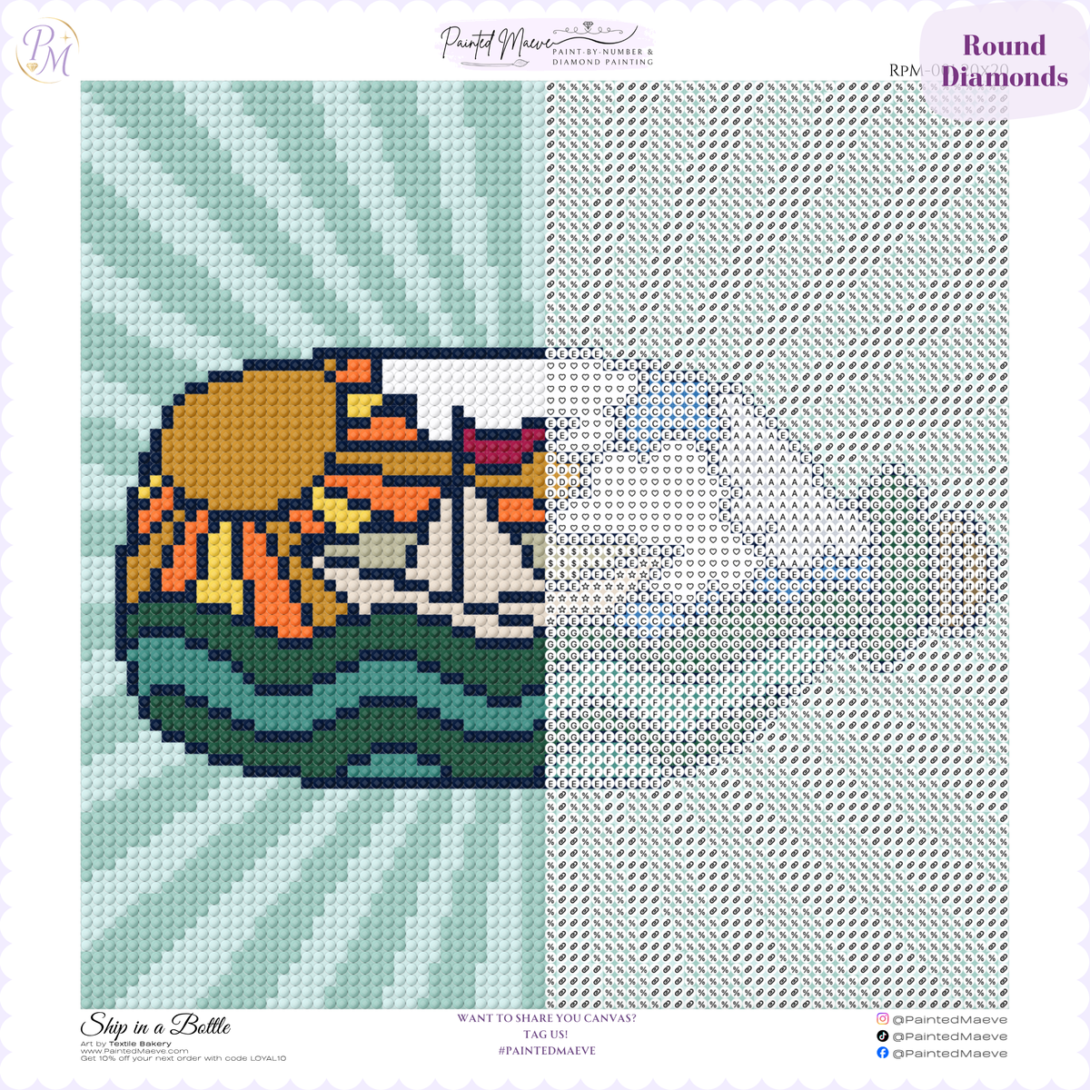 Ship in a Bottle Hand-Rendered Diamond Painting