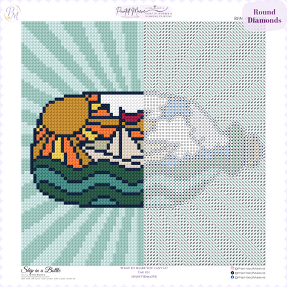 Ship in a Bottle Hand-Rendered Diamond Painting