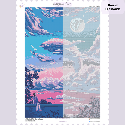 Moonlight Whale Dreams: Hand-Rendered Diamond Painting
