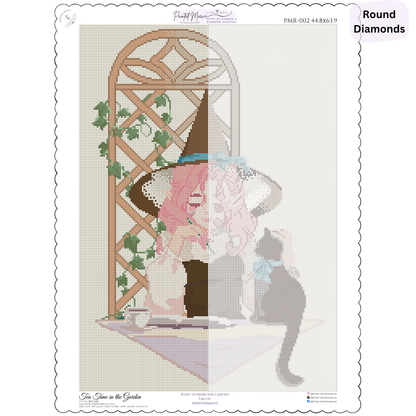 Tea Time in the Garden: Hand-Rendered Diamond Painting