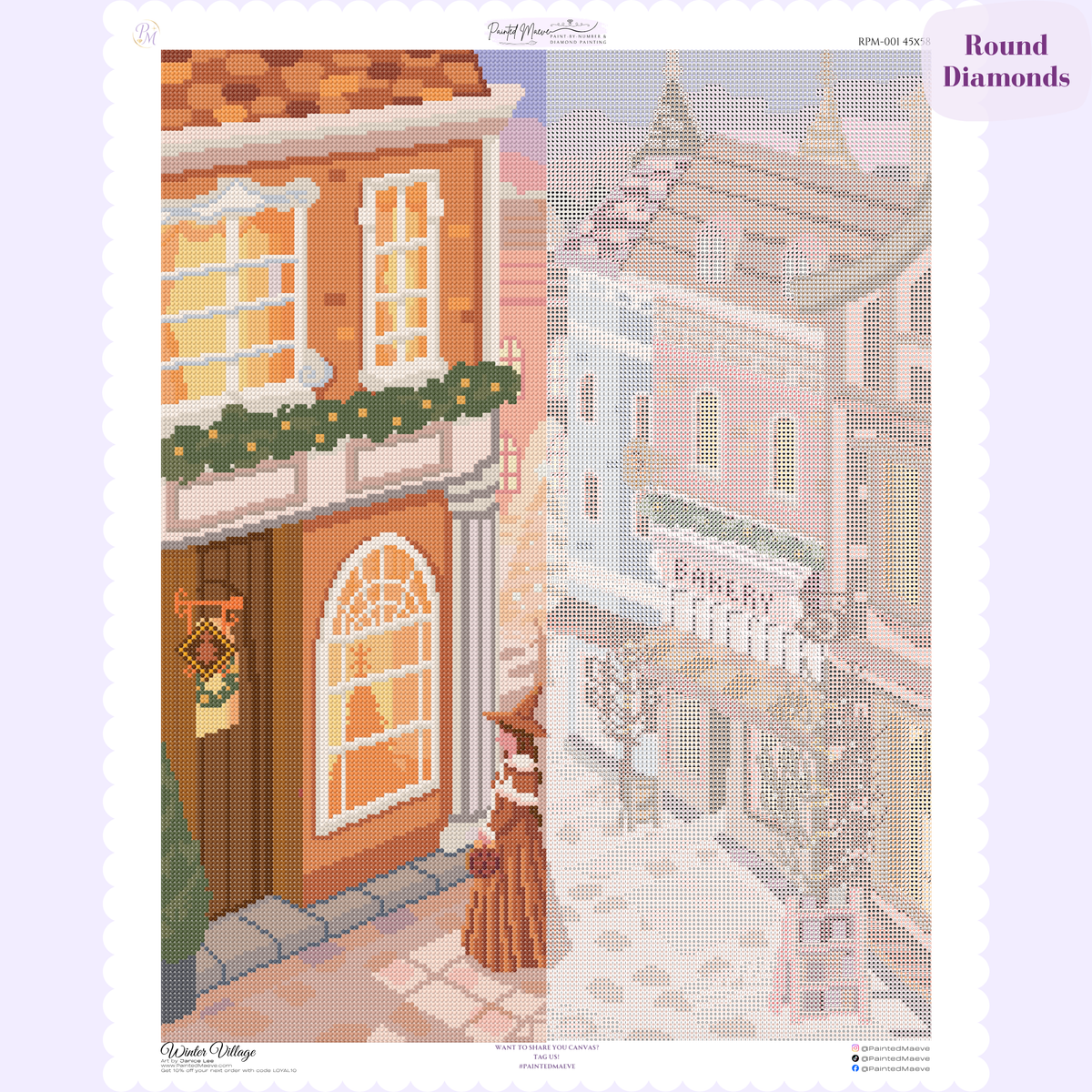 Winter Village Hand-Rendered Diamond Painting