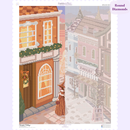 Winter Village Hand-Rendered Diamond Painting