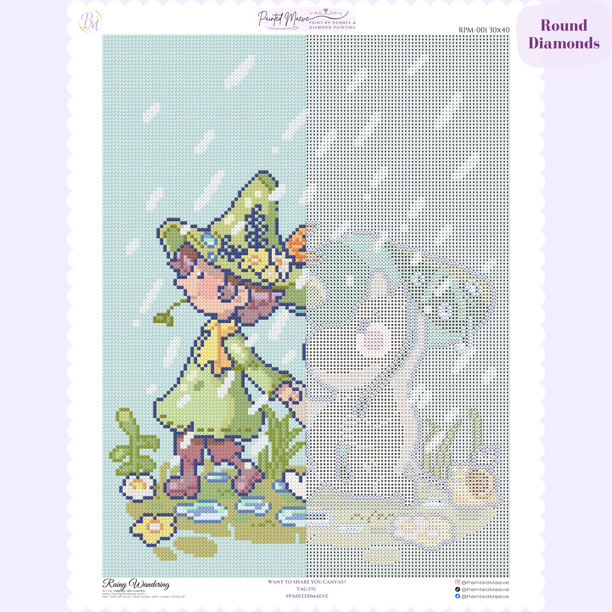 Rainy Wandering Hand-Rendered Diamond Painting
