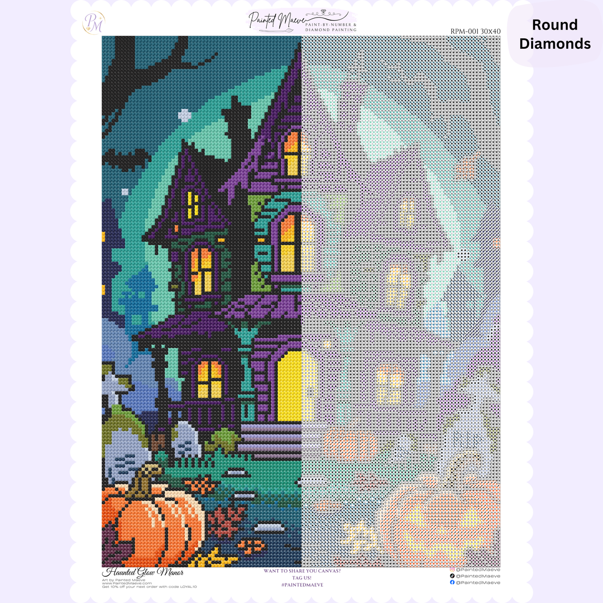 Haunted Glow Manor Hand-Rendered Diamond Painting