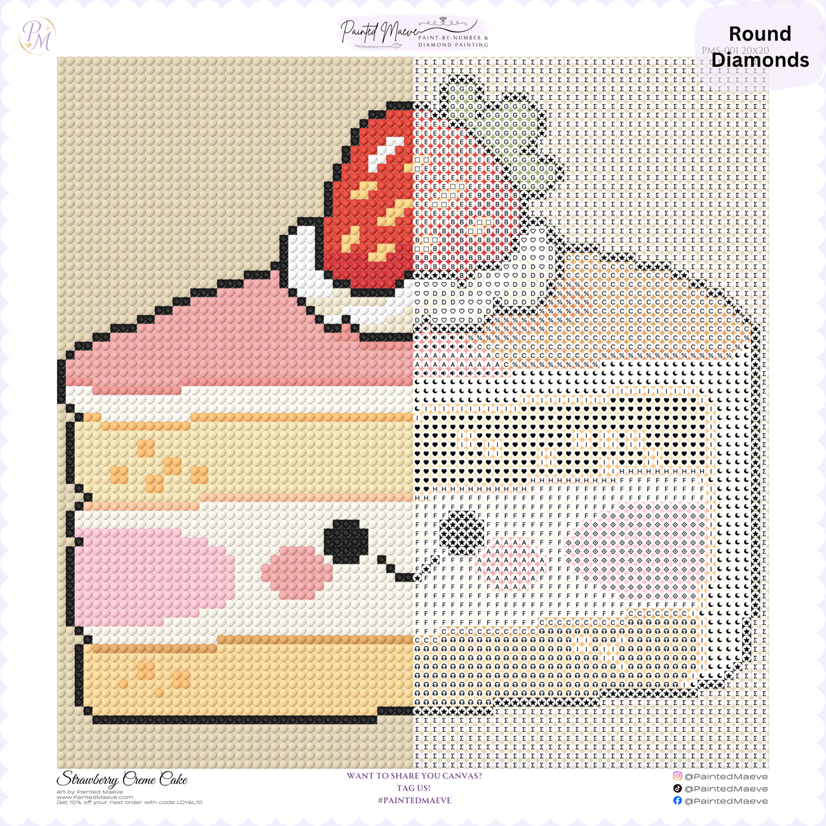 Strawberry Créme Cake Hand-Rendered Diamond Painting