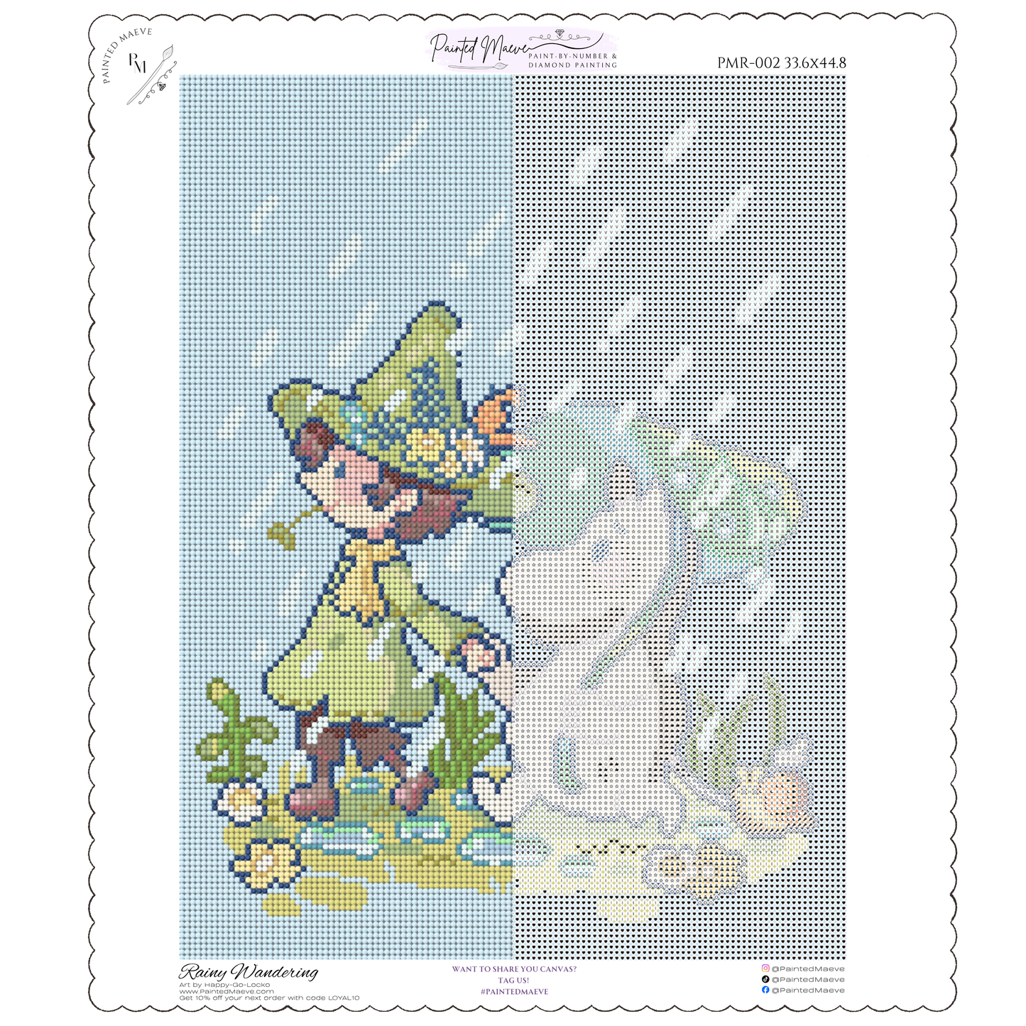 Rainy Wandering: Hand-Rendered Diamond Painting