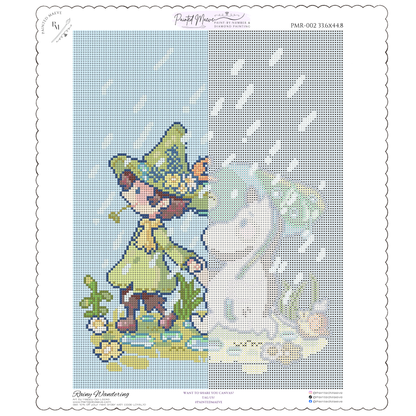 Rainy Wandering: Hand-Rendered Diamond Painting