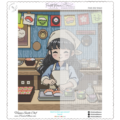 Happy Sushi Chef: Hand-Rendered Diamond Painting Collection