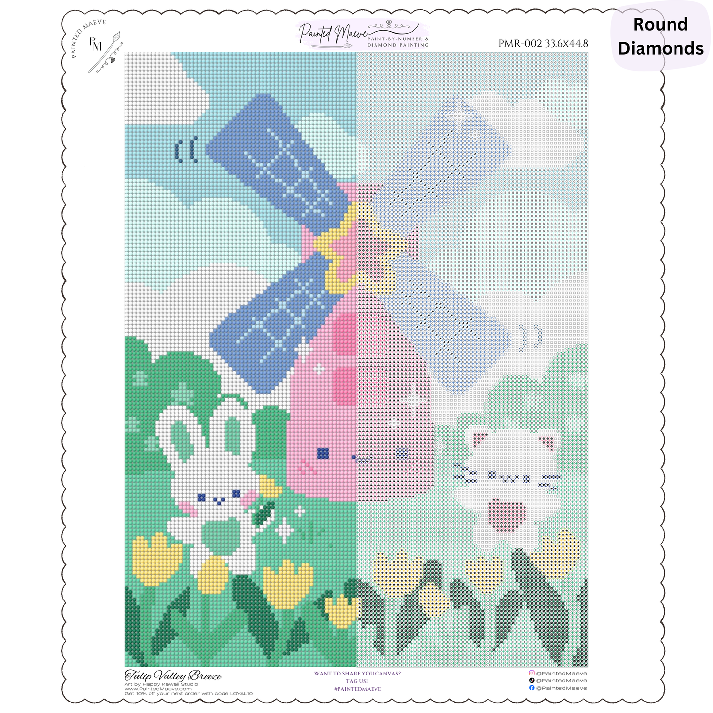 Tulip Valley Breeze: Hand-Rendered Diamond Painting