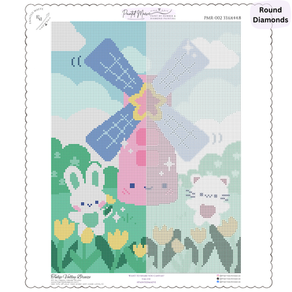 Tulip Valley Breeze: Hand-Rendered Diamond Painting