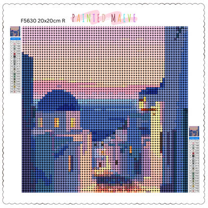 Road in Santorini: Diamond Painting Collection
